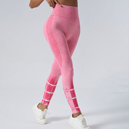 High Waisted Seamless Tie Dye Yoga Pants for Women Sculpting Flattering Workout Leggings for Gym Pilates and Everyday Wear