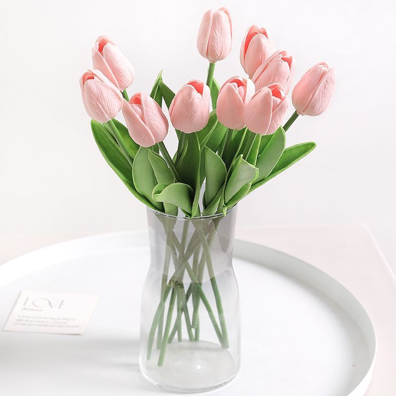 Elegant Realistic Tulip Faux Flowers Arrangement - Stunning Home Décor Piece for Living Room, Dining Table Floral Art, Perfect for Photography Props and Events