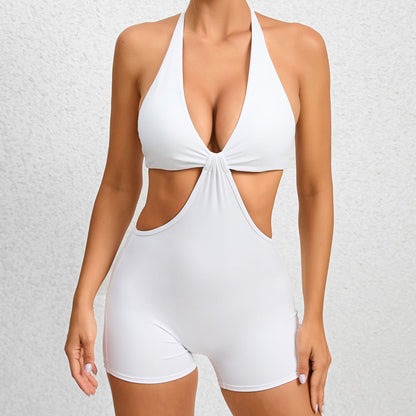 Two Piece Look Yoga Jumpsuit Comfortable and Stretchy Dance Fitness Bodysuit with Breathable Cutouts for Maximum Flexibility and Support