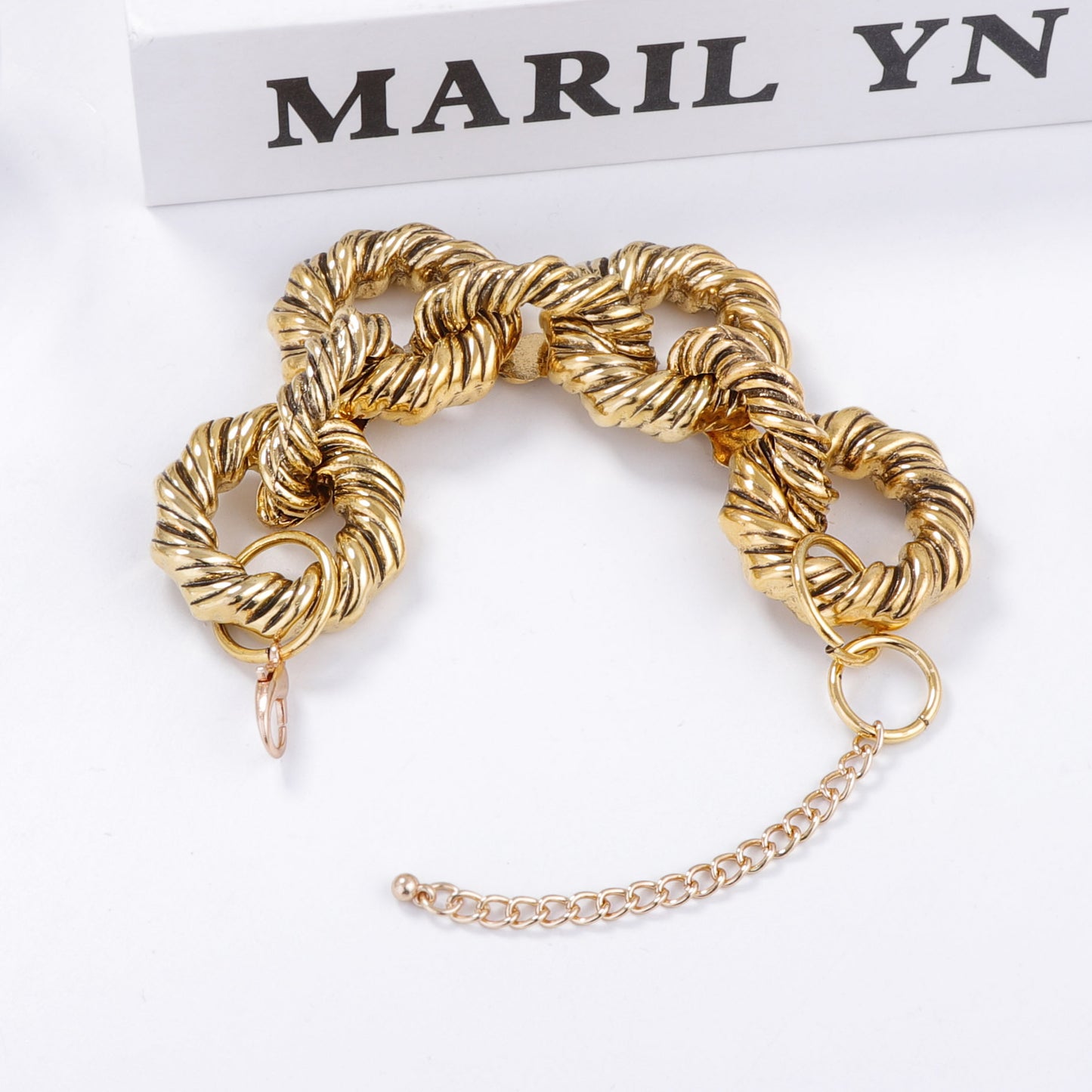 Unique Vintage-Inspired Jewelry Set: Chunky Textured Metal Twisted Geometric Statement Necklace and Bracelet for Bold Fashion Lovers