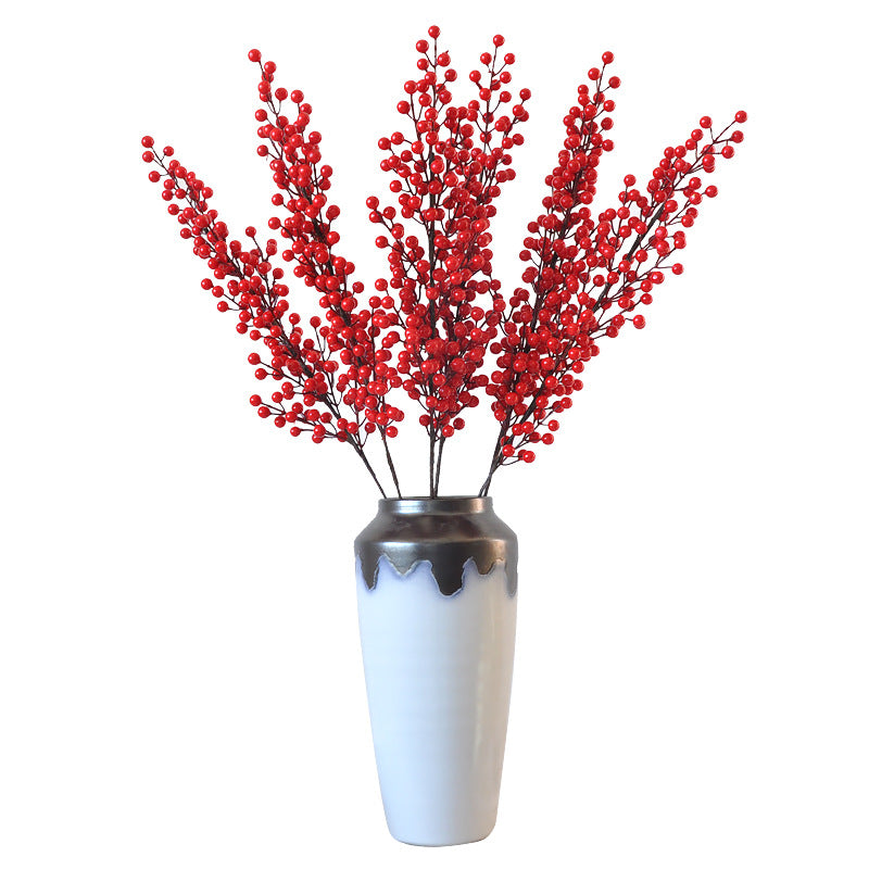 12 Pcs Artificial Long Branch Red Fruit Decoration for Home, Living Room, and Christmas - Perfect for New Year and Wedding Celebrations