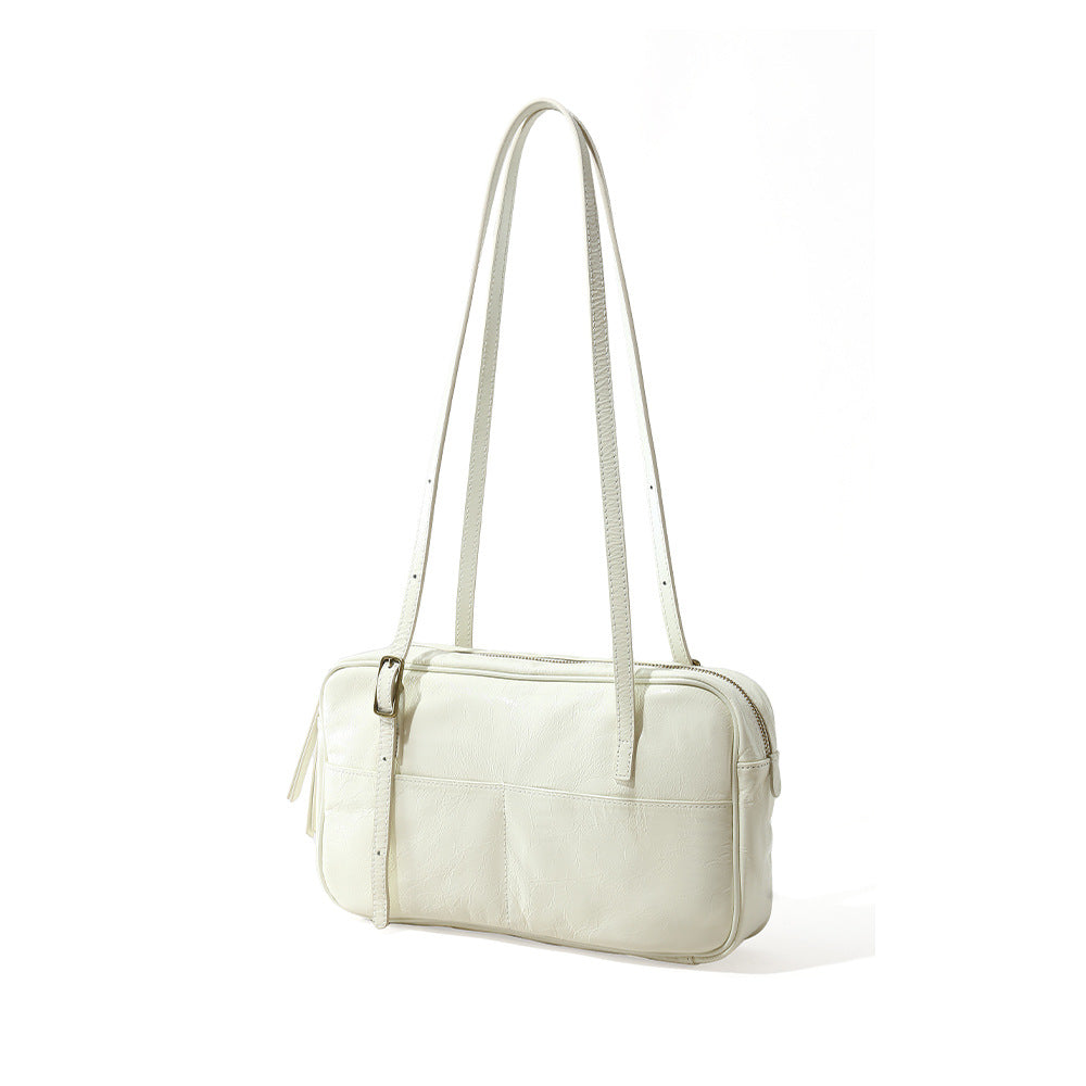 Women's Genuine Leather Tote Bag Large Capacity Waxed Oil Leather Shoulder Bag for Everyday Office Use