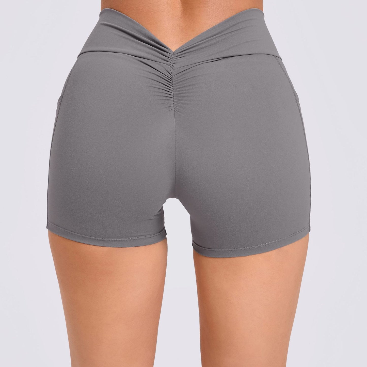 High Waisted Tight Yoga Shorts with Side Pockets and Back V Cut Sculpting Butt Lifting Running Workout Shorts for Comfort and Style