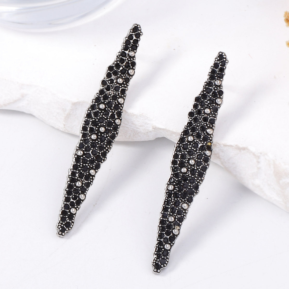 Stylish & Elegant Geometric Long Bar Earrings for Women -  Alloy with Sparkling Rhinestones - Unique Design for Eye-Catching Accessorizing