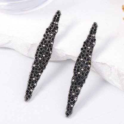 Stylish & Elegant Geometric Long Bar Earrings for Women -  Alloy with Sparkling Rhinestones - Unique Design for Eye-Catching Accessorizing
