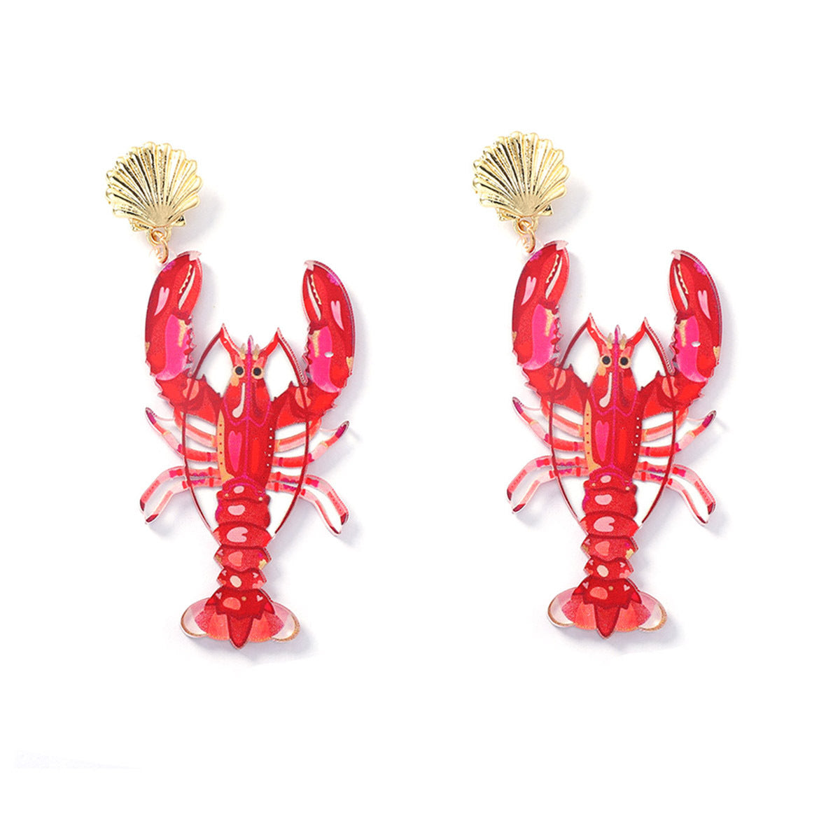 Stylish Vacation Vibe Acrylic Exaggerated Crawfish Drop Earrings – Trendy and Versatile Women's Jewelry