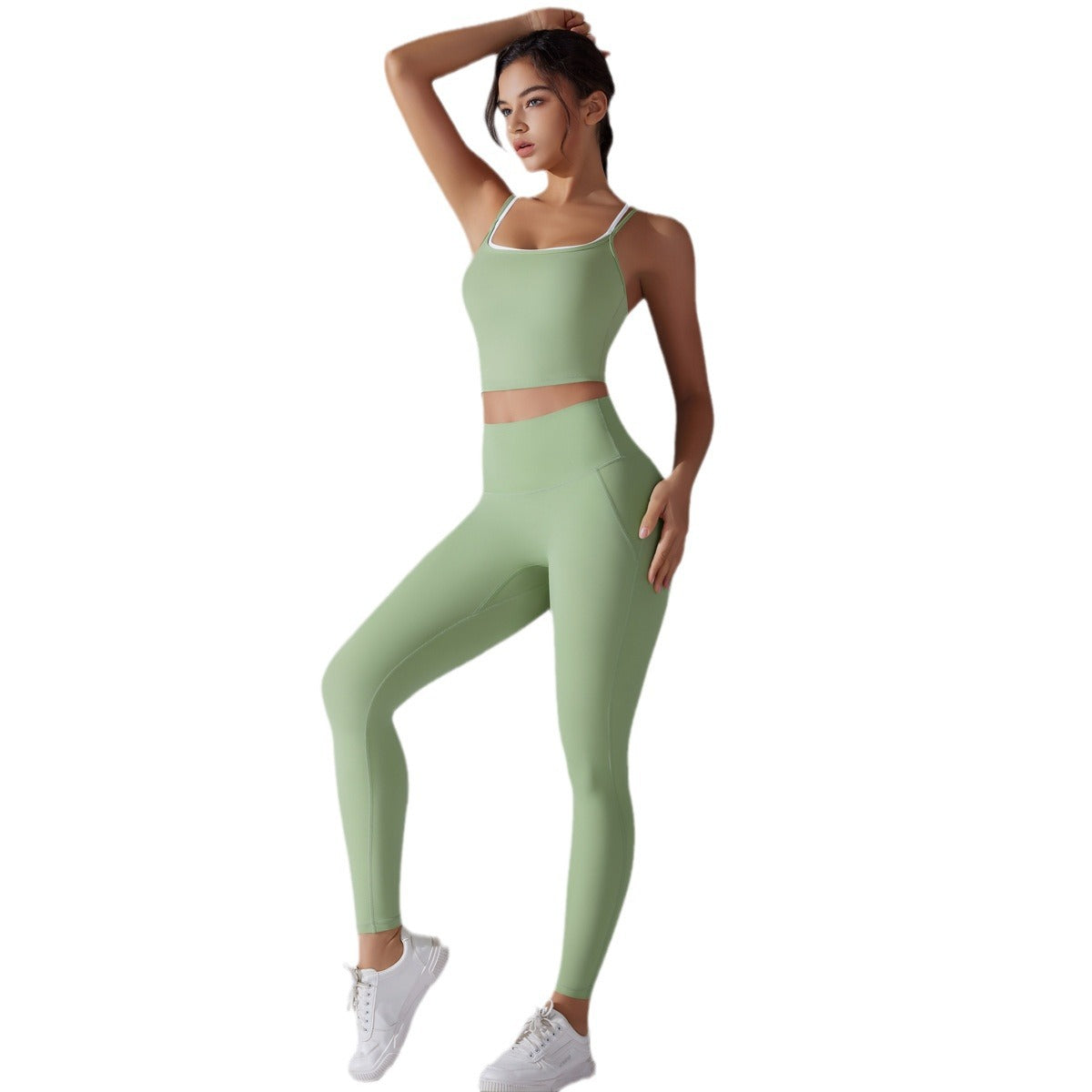 Cross Back Sports Bra and High Waisted Leggings Yoga Set Comfort for Running and Fitness