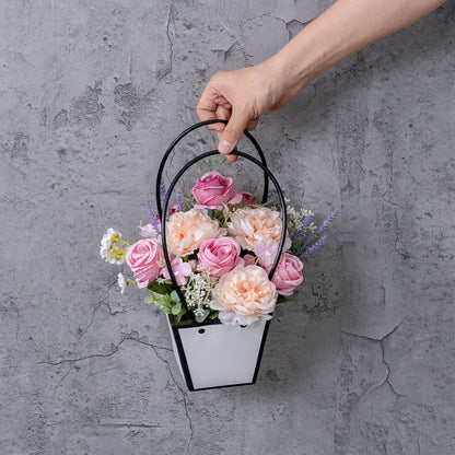 Elegant Faux Rose Flower Basket Set by Jiang Zuela - Stunning Floral Design for Weddings, Handheld Bouquets, and Wall Décor (CF01467)