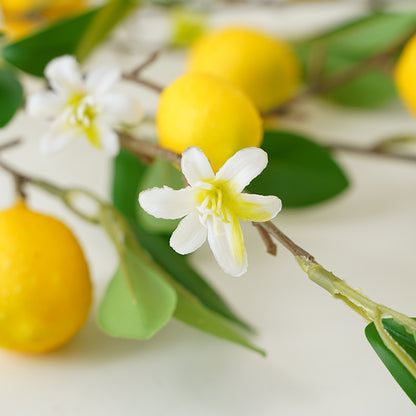 Artificial Lemon Branch - Fresh European Style Home and Hotel Decor, Perfect for Floral Arrangements and Photography Props, Realistic Faux Lemon Fruit Accent