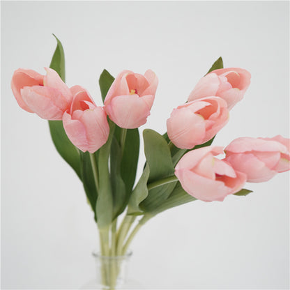 Luxury Realistic Touch Moisturizing Tulip Bouquet - Elegant Faux Flower Arrangement for Living Room and Dining Table Decor