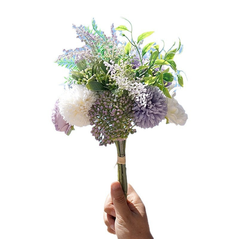 Stunning Artificial Hydrangea Bouquet - Elegant Faux Floral Arrangement for Home Decor, Weddings, and Special Occasions - Korean and Japanese-Inspired Design with Realistic Roses