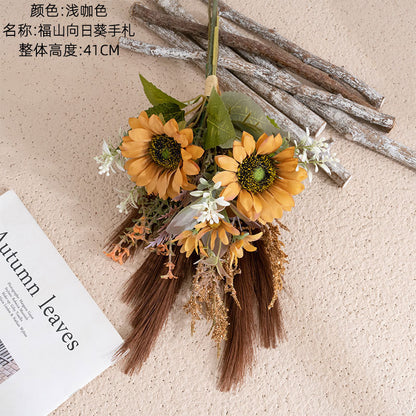 Stunning Faux Sunflower Bouquet by Fushan Design – Perfect for Home Décor, Weddings, and Wall Art – CF01318