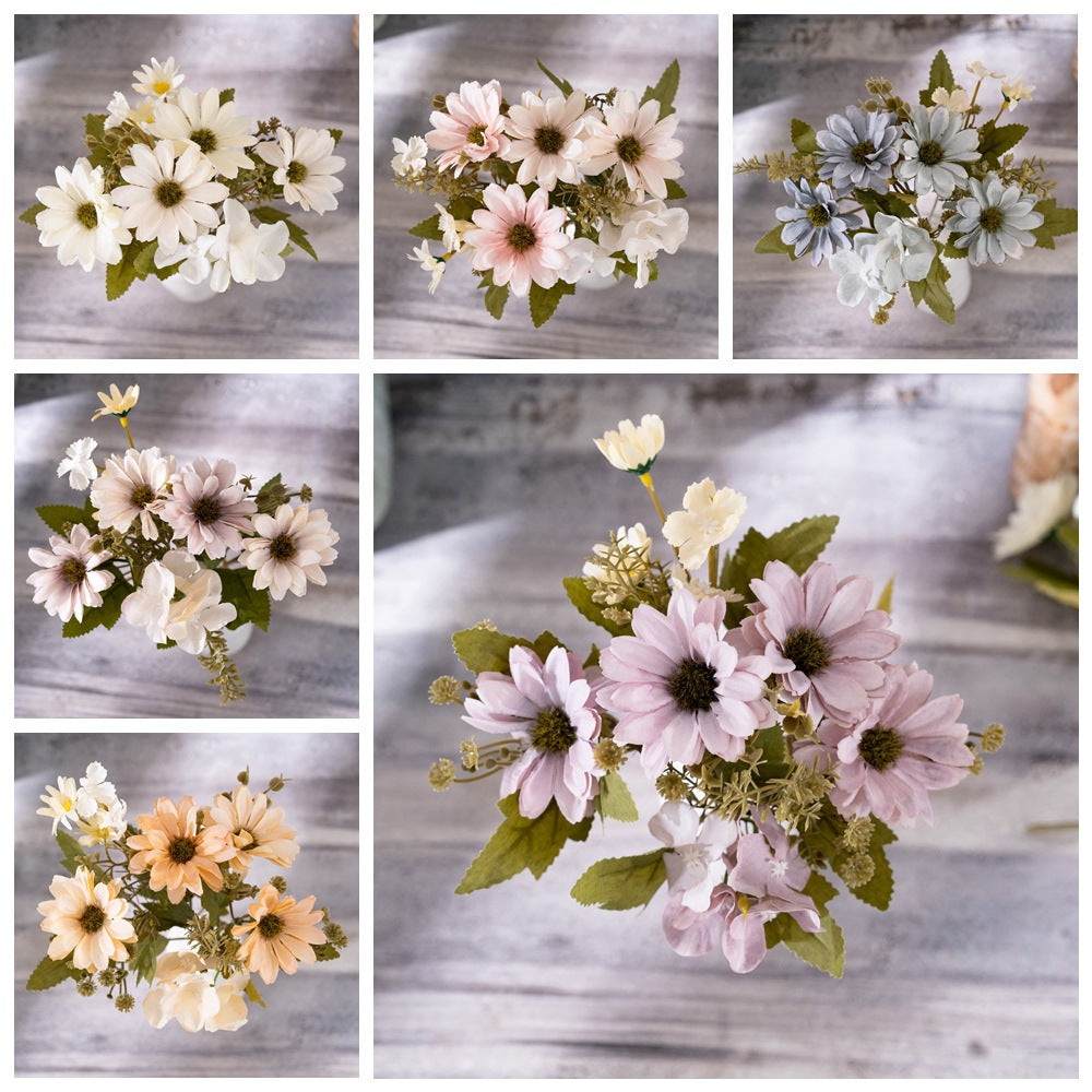 Elegant Faux Flower Bouquet - Snow Dance Mini Daisy & Rose Handheld Floral Arrangement for Home Décor | Perfect for Weddings and Events - Model MW55508