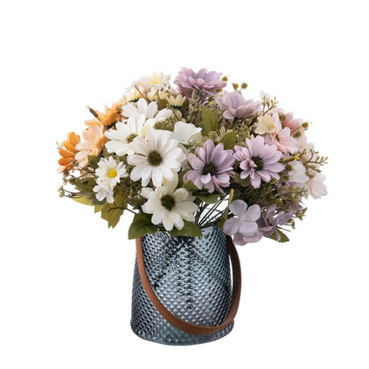 Elegant Faux Flower Bouquet - Snow Dance Mini Daisy & Rose Handheld Floral Arrangement for Home Décor | Perfect for Weddings and Events - Model MW55508