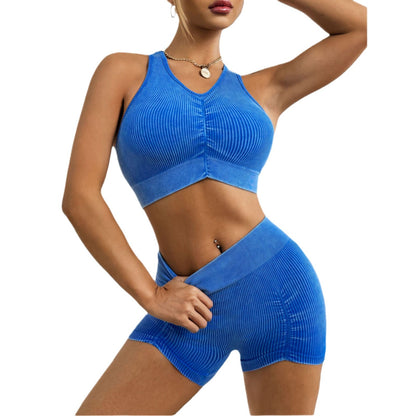 Women s Seamless Yoga Set Water Washed Peach Butt Lift Bra and High Waisted Shorts for Enhanced Comfort and Style Ideal Activewear for Fitness and Gym Workouts