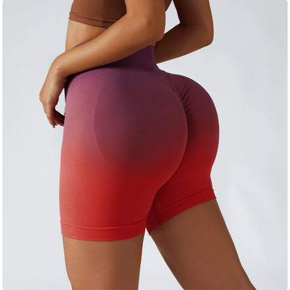 Seamless High Waisted Yoga Shorts for Women Breathable Peach Gradient Compression Bottoms for Running Fitness Working Out