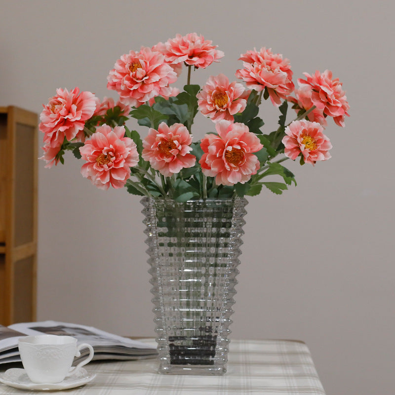 Elegant Wedding Home Decor:  Faux Peony Floral Arrangement with 3 Velvet Blooms - Perfect for Stylish Interiors