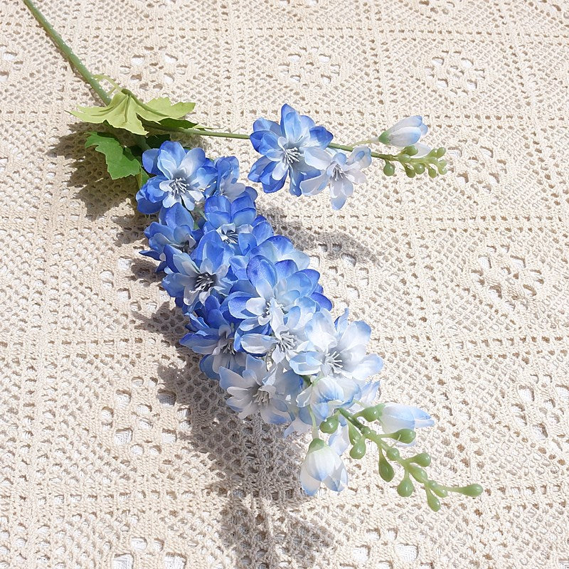 Vibrant Faux Delphinium Flowers & Soft Spring-Like Bird Flowers - Perfect for Home Decor, Wedding Venues, and Model Room Styling