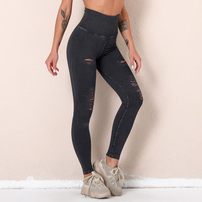 High Waisted Seamless Yoga Pants for Women Essential Washable Workout Leggings with Ripped Holes and Breathable Cutouts for Fitness and Lifting Your Butt