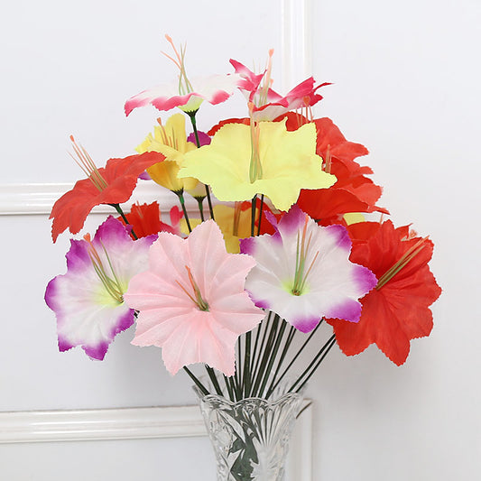 Vibrant 9-Head Colorful Artificial Lily Bouquet – Lifelike Silk Flower Arrangement Perfect for Home Decor, Weddings, and Special Occasions