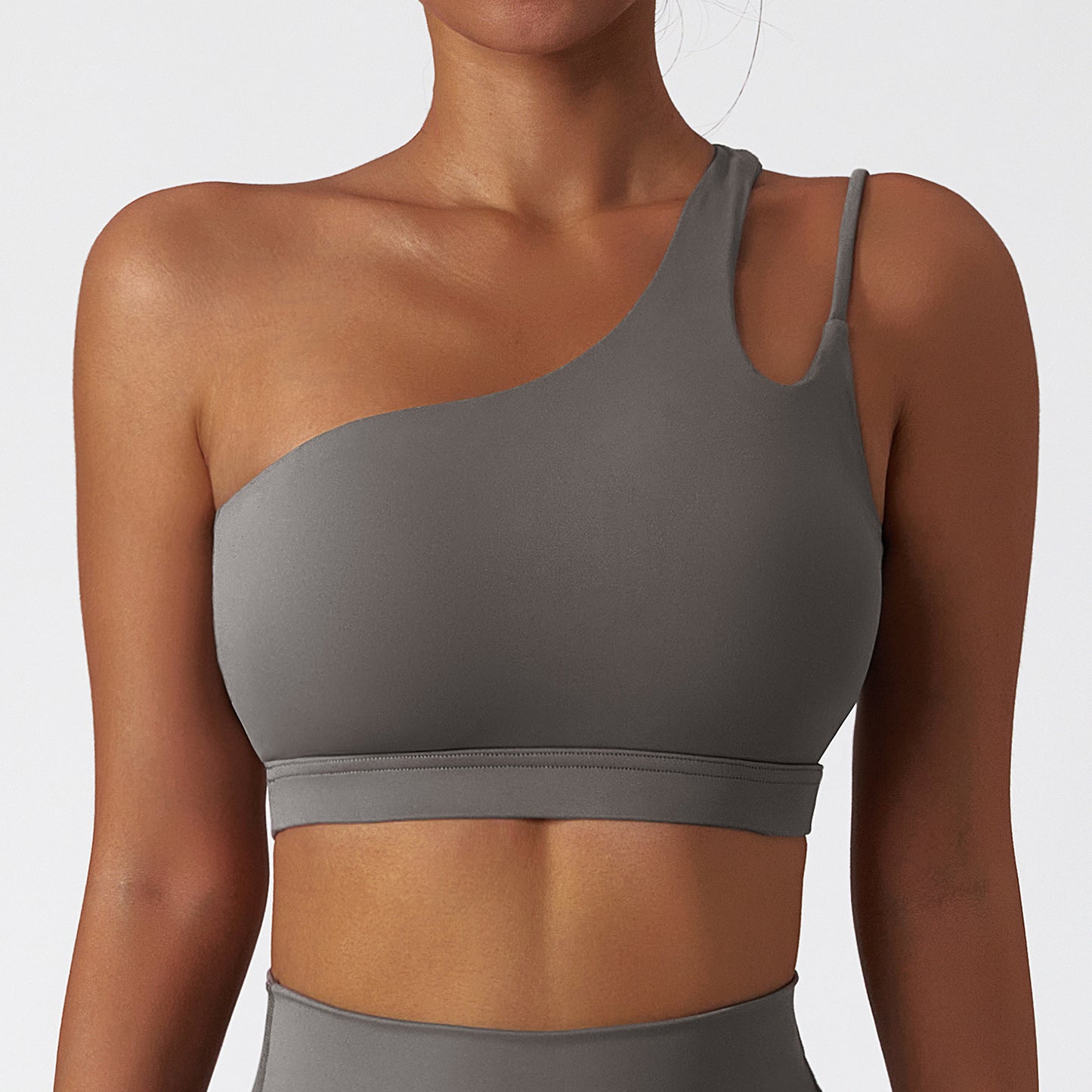 Asymmetrical One Shoulder Yoga Sports Bra with Stunning Back Design Adjustable Strap Running Fitness Tank Top for Comfort and Style Model 6425