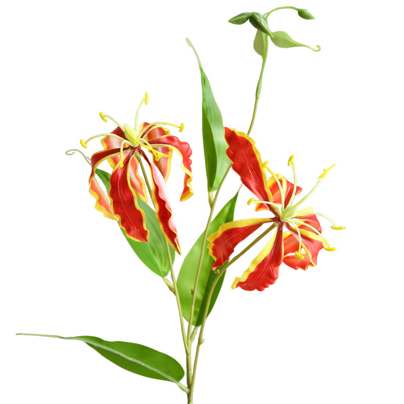 Lifelike Fire Lily Artificial Flower Décor - Modern Romantic Home Accents, Ideal for Creative Centerpieces and Stunning Floral Arrangements