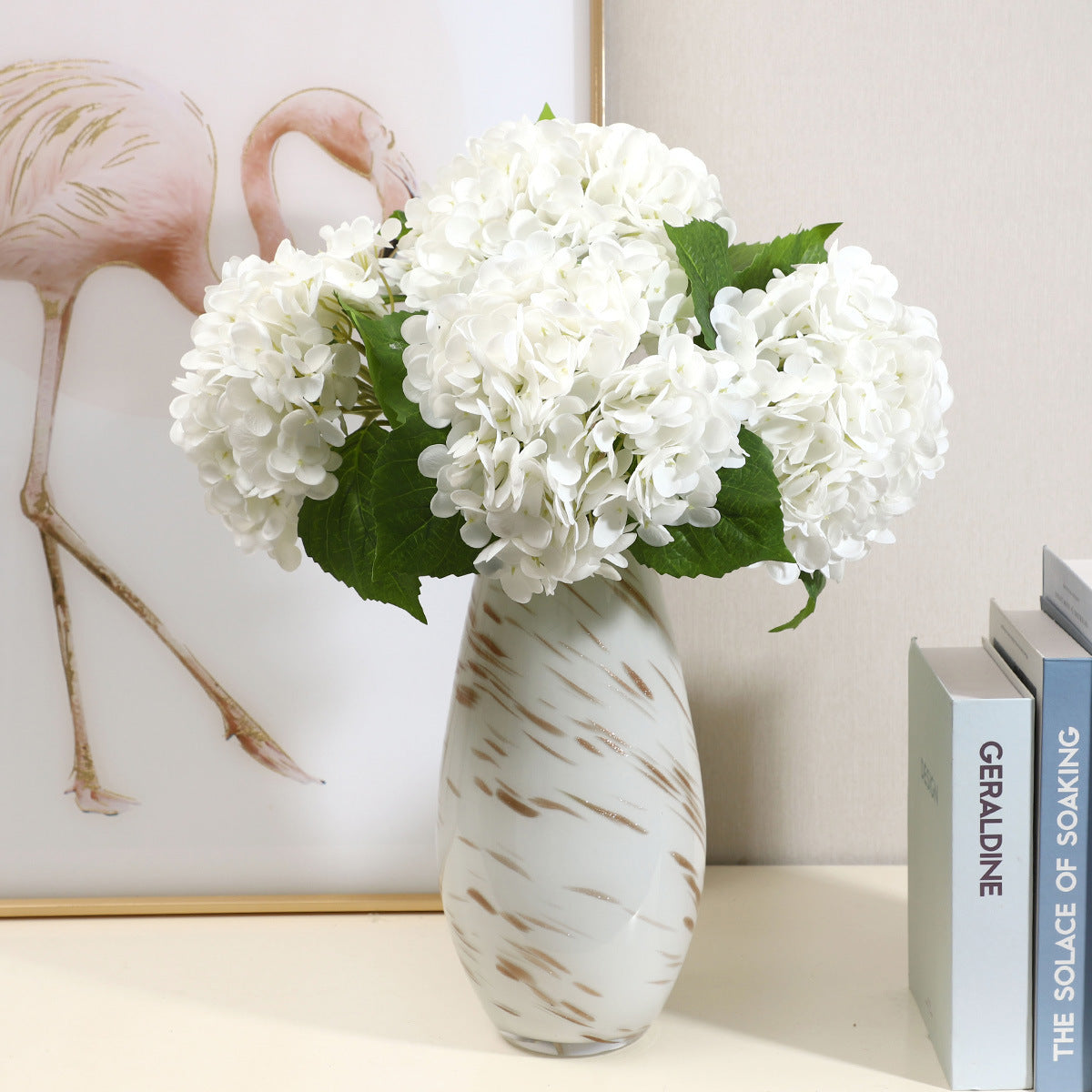 Soft Gel Hydrangea Silk Flower Bouquet - Realistic Home Décor for Living Room - Ideal Faux Floral Arrangement for Elegant Centerpieces and Handheld Bouquets