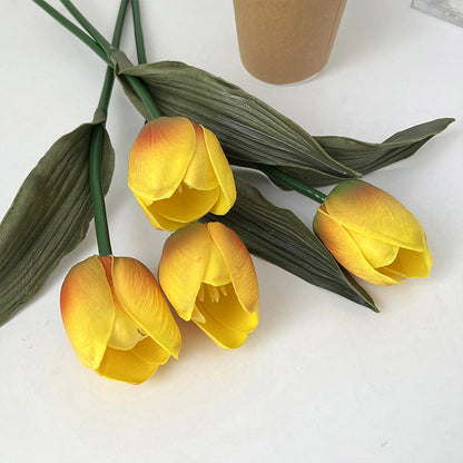 Luxurious Faux Tulip Bouquet with  PU Finish - Perfect for Home Décor, Living Room Arrangements, and Elegant Wedding Floral Handheld Displays