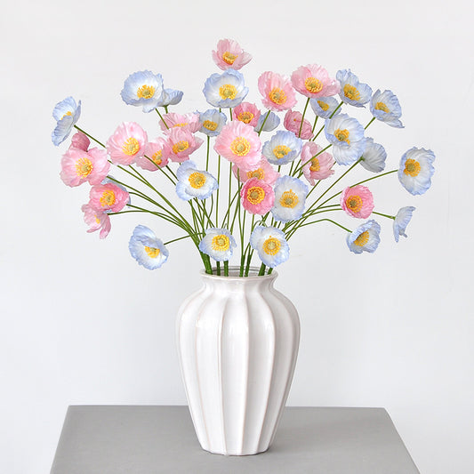 Realistic 3-Head Poppy Floral Decoration - Minimalist Tabletop Accessory for Home & Wedding Décor - Beautiful Artificial Flowers for Lasting Beauty