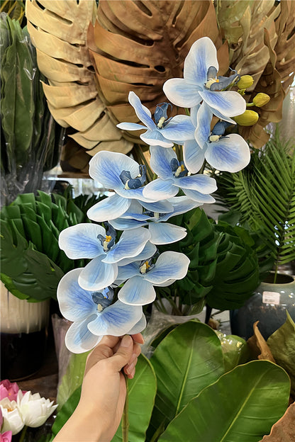 Realistic 9-Head Orchid Simulation Flowers - Perfect for Home Decor, Window Display, and Wedding Arrangements