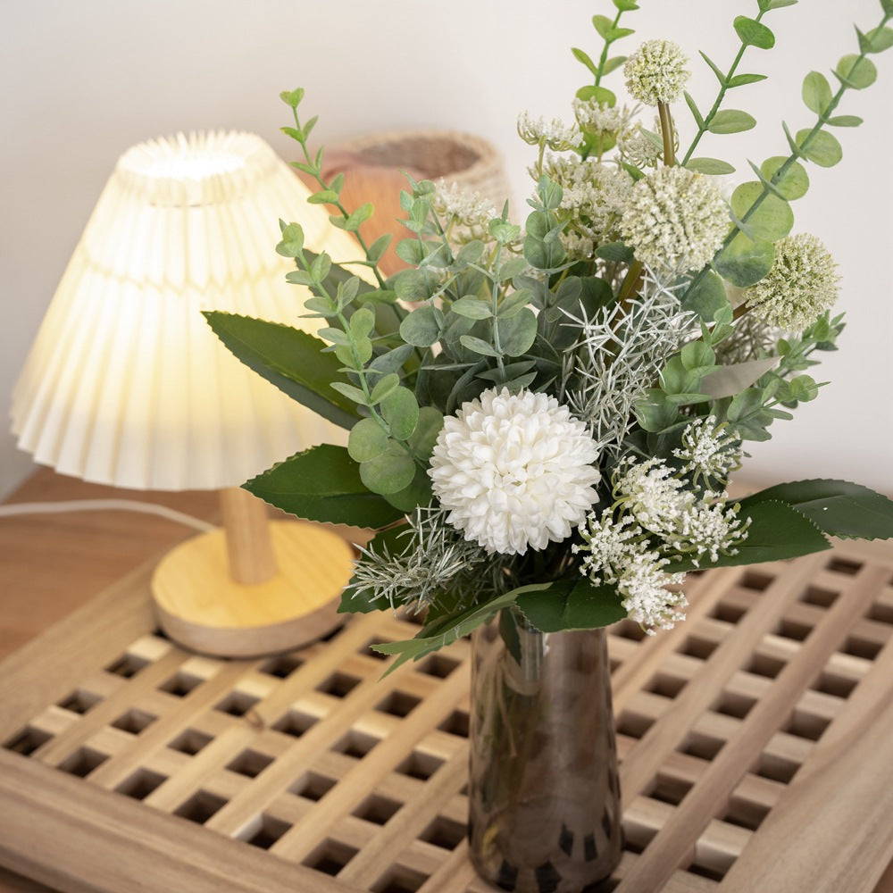 Stunning Artificial Dandelion and Eucalyptus Wedding Bouquet - Elegant Home Décor and Wall Hanging Floral Arrangement - Ideal for Special Events & Celebrations - CF01050