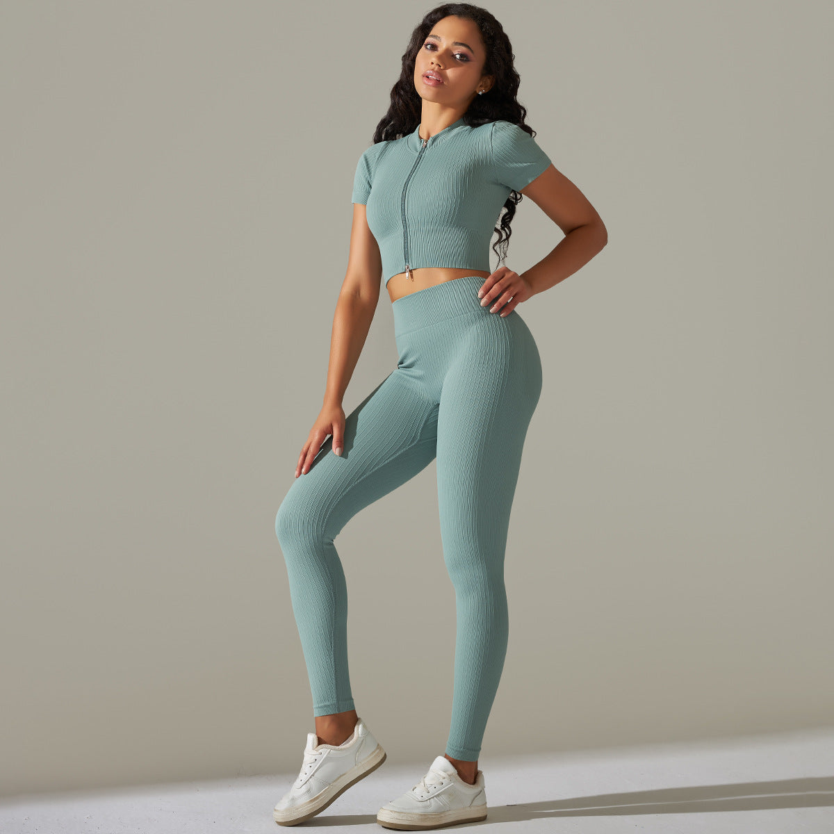 Seamless Knitted High Waisted Peach Butt Yoga Pants Set for Running Fitness and Yoga Featuring Short Sleeve Top and Comfortable 7 8 Length Leggings