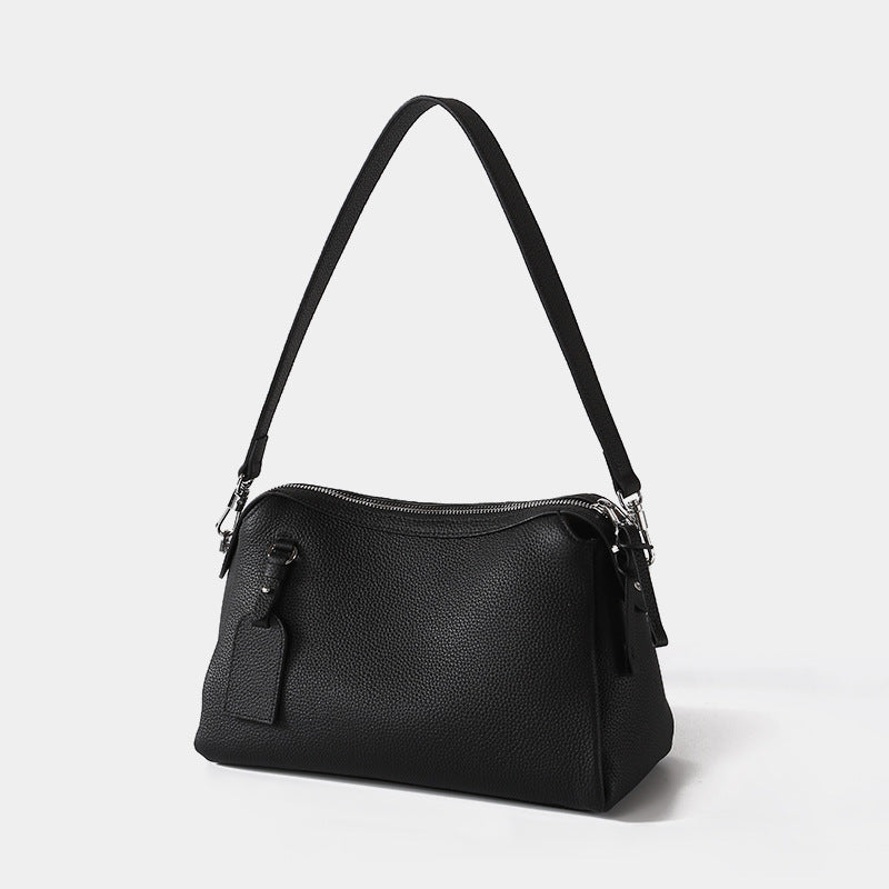 Grain Leather Pillow Bag Minimalist Design Versatile Handheld Shoulder Carry Spacious Capacity Authentic Leather Crossbody Bag for Everyday Use