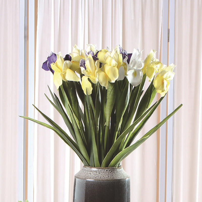 Realistic Artificial Irish Iris Décor -  PU Touch, Perfect for Weddings and Home Décor