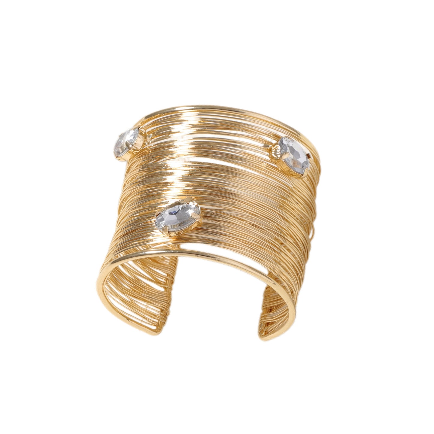 Vintage-Inspired Stylish Multi-Layer Zircon Stone-Accented Women's Cuff Bracelet -  Quality Wire-Wrapped Design for Effortless Elegance