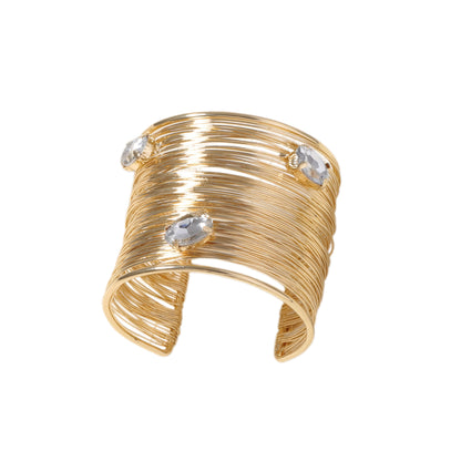 Vintage-Inspired Stylish Multi-Layer Zircon Stone-Accented Women's Cuff Bracelet -  Quality Wire-Wrapped Design for Effortless Elegance