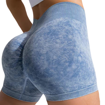 High Waisted Women's Yoga Shorts with Butt Lifting Design Peach Shaped Mid Length Style for Comfort and Support