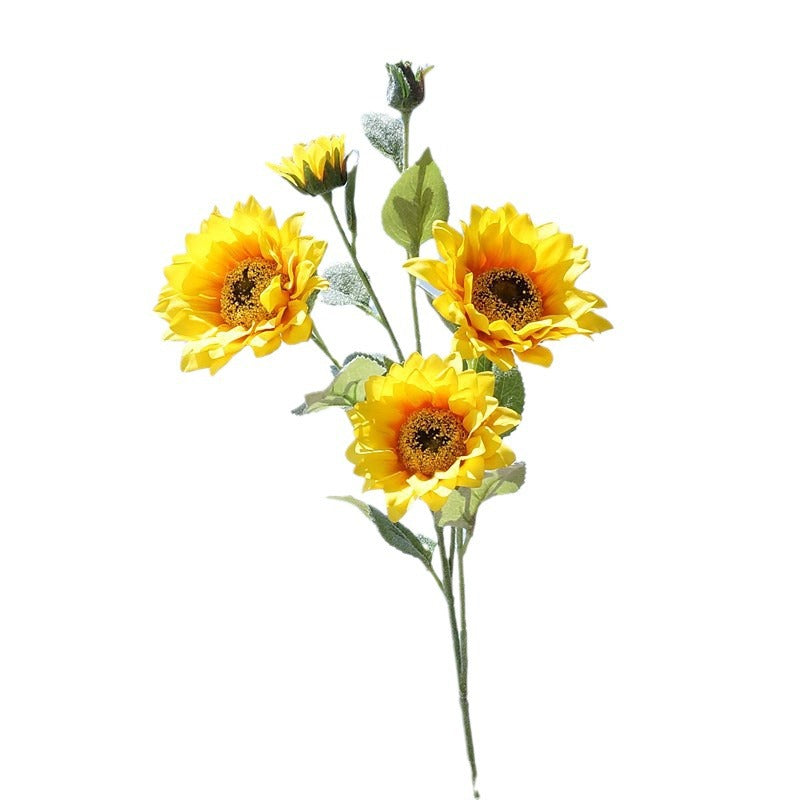 Artificial Sunflower Bouquet - 5-Head Realistic Faux Sunflowers for Home Décor, Weddings, and Photography Studio Arrangements