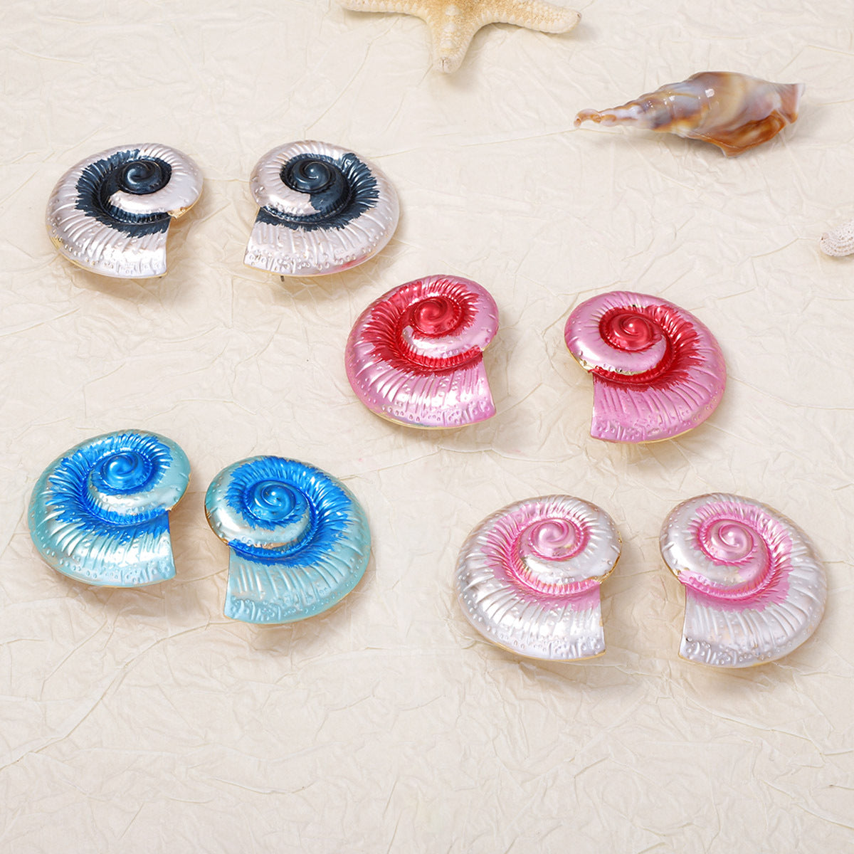 Chic Multi-Color Seashell Earrings for Women - Beach Vacation Inspired, Minimalist Metal Ocean Series Design