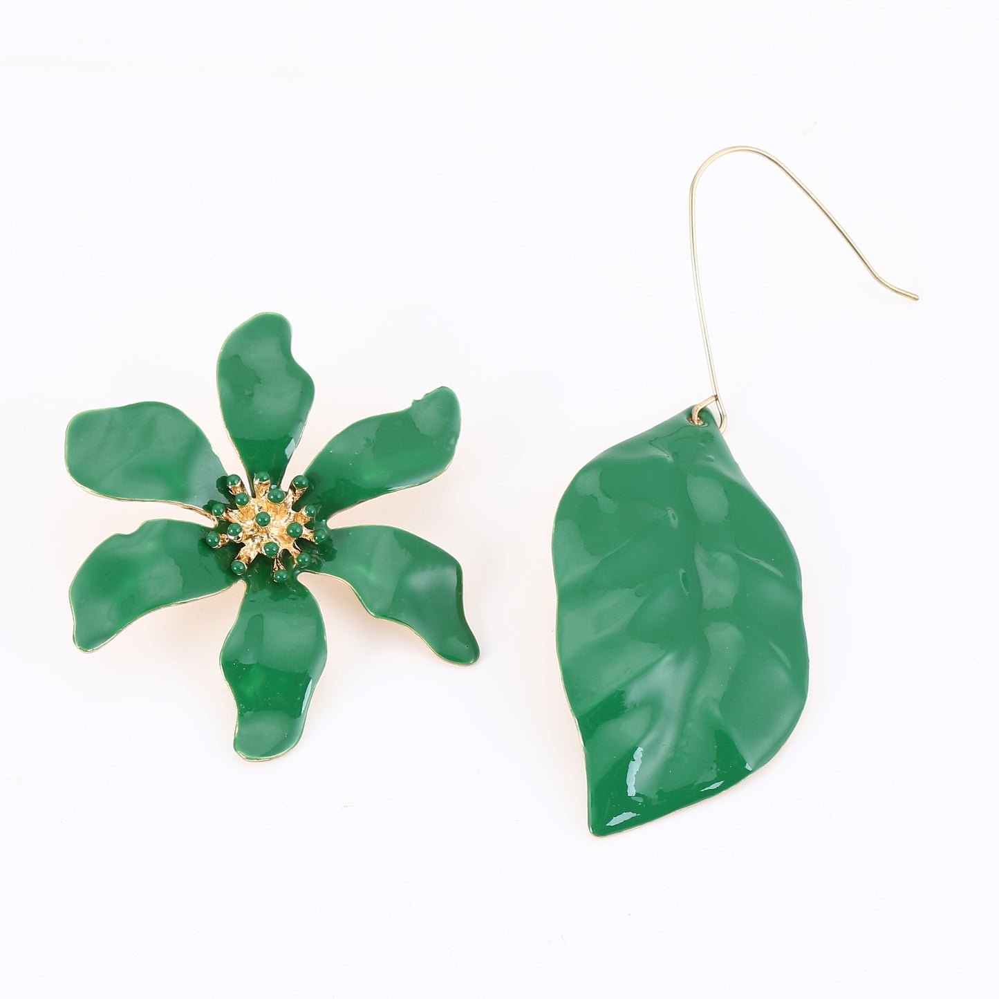 Trendy Oversized Floral and Leaf Drop Earrings with Sparkling Rhinestones – Chic & Versatile Earrings Inspired by High-End Fashion