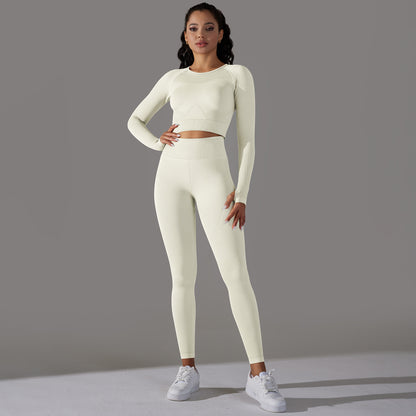 Seamless Breathable Yoga Set with High Waisted Butt Lifting Leggings and Comfortable Sports Bra for Active Lifestyle and Gym Workouts