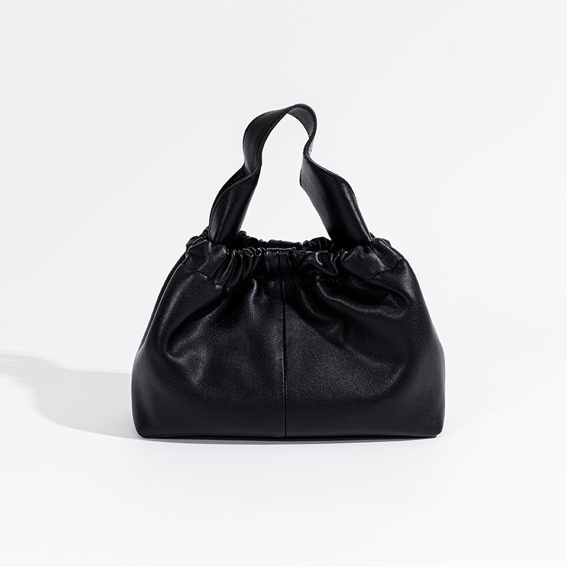 Chic Minimalist Crinkled Cloud Design Genuine Leather Handbag Versatile Early Autumn Shoulder Crossbody Bag for Everyday Elegance