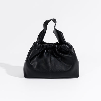 Chic Minimalist Crinkled Cloud Design Genuine Leather Handbag Versatile Early Autumn Shoulder Crossbody Bag for Everyday Elegance