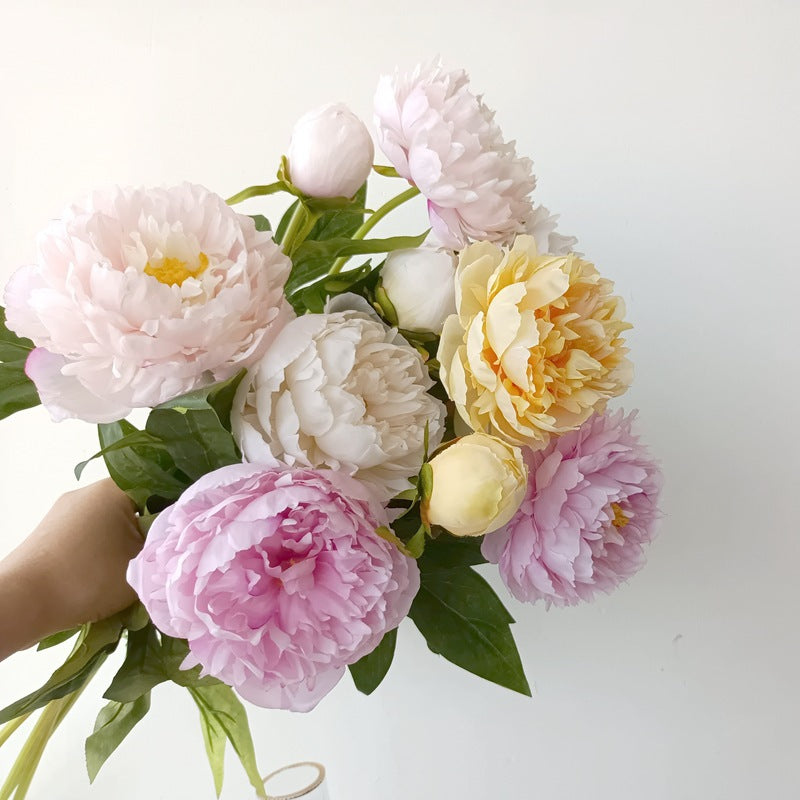 Lifelike Artificial Peony Flower Bouquet - 3 Heads Faux Peony Arrangement for Home Décor and Wedding Decoration - Perfect for Living Room Centerpieces