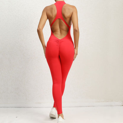 Zipper Yoga Jumpsuit for Women Body Shaping Compression Bodysuit with Tummy Control and Butt Lifting Features for Enhanced Athletic Performance