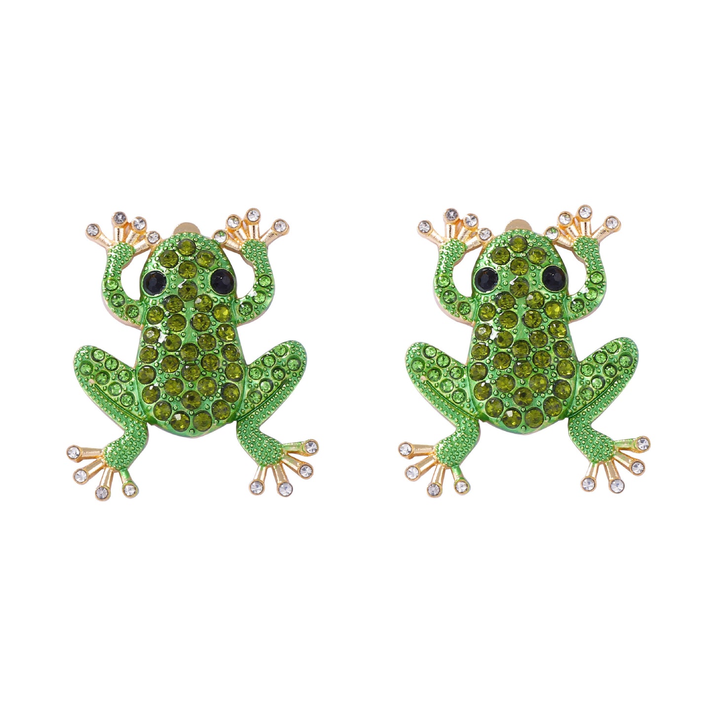 Exquisite Creative Alloy Frog Ear Studs with Shimmering Zircon and Imitation Pearl - Unique Animal-Inspired Jewelry for Stylish Women