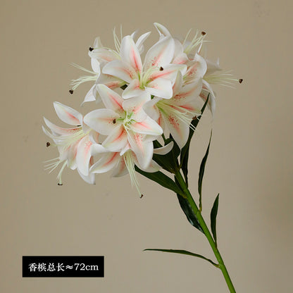 Realistic 10-Head Mini Lily 3D Touch Faux Flower Bouquet - Perfect for Home Decor, Living Room, and Wedding Decorations