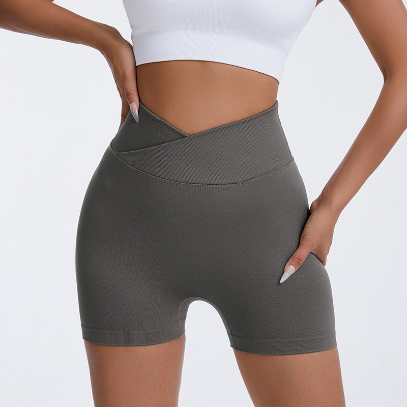 High Waisted Seamless Peach Lift Cross Yoga Shorts Ultra Stretchy for Running Fitness Comfortable and for All Workouts