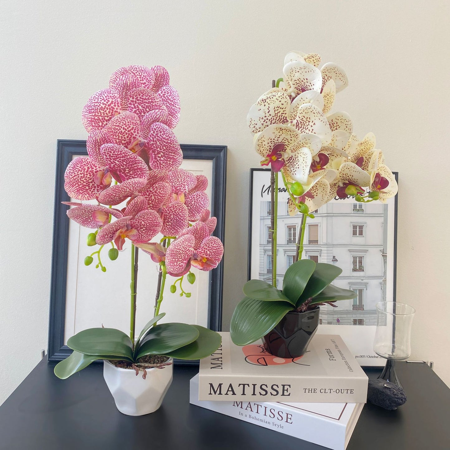 Realistic 3D Printed Orchid Planter Set with Vase – Stunning Artificial Flower Decor for Elegant Home Interiors