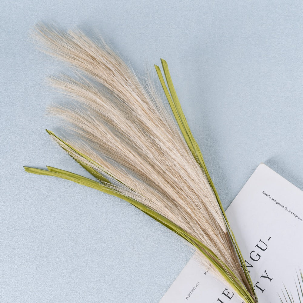 Realistic Pampas Grass Faux Flower Bouquet - Elegant Home Décor with Wooden Handle, Perfect for Floral Arrangements, Rustic Weddings & Special Occasions - MW09987